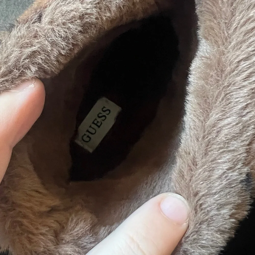 GUESS Women's Tan Faux Fur Ankle Booties - Picture 4 of 5
